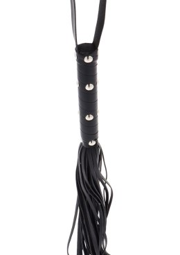 Long Studded Flogger Whip Black Hidden Desire