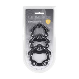 Beaded Silicone Cockring Set of 3 - S/M/L - Black Levelz by Shots
