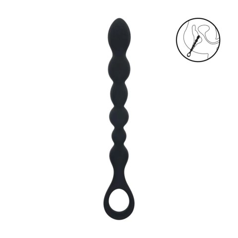 Beaded Snake Silicone Anal Probe with Loop - Black Levelz by Shots