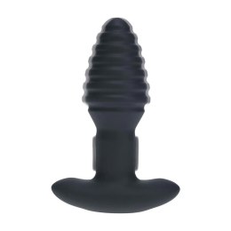 Vibrating and Rotating Ribbed Silicone Anal Plug - Black Levelz