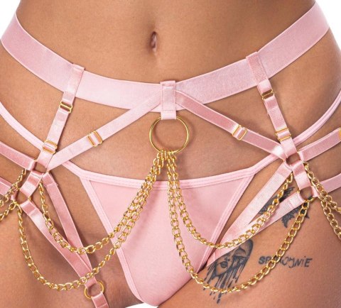 Różowa Uprząż z Łańcuszkami i Mini Stringami S-L Bad Kitty
