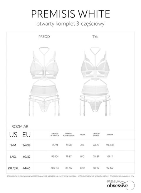 Premisis White otwarty komplet 3-częściowy L/XL Obsessive