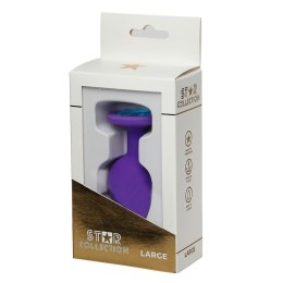 Star Collection - Purple Silicone Anal Plug L - Light Blue Stone Star Collection