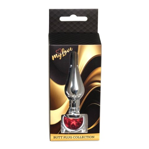 Korek analny - Jewellery Silver BUTT PLUG- Red MyLove Toys
