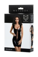 Glossy Shiny Wetlook dress with a lace MICHELLE - black M Glossy