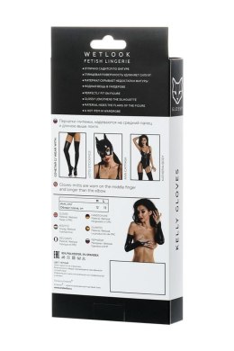 Glossy Wetlook gloves - black XL Glossy