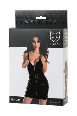 Wetlook black dress NAOMI - black L Glossy