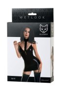 Wetlook dress IVY - black M Glossy