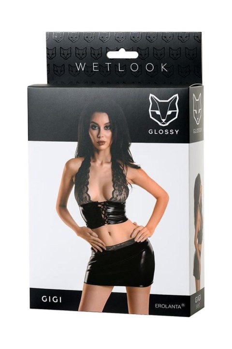 Wetlook shiny set GIGI - black M Glossy
