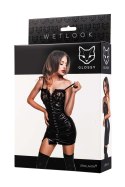 Glossy Nelly, dress, wetlook, black, L Glossy