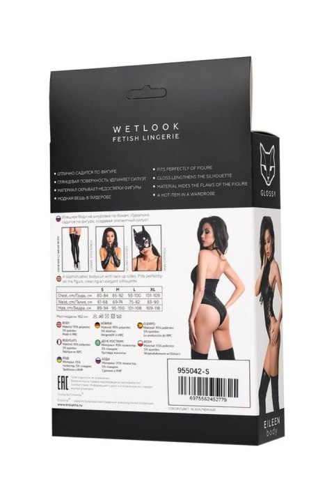 Wetlook body Eileen - black L Glossy