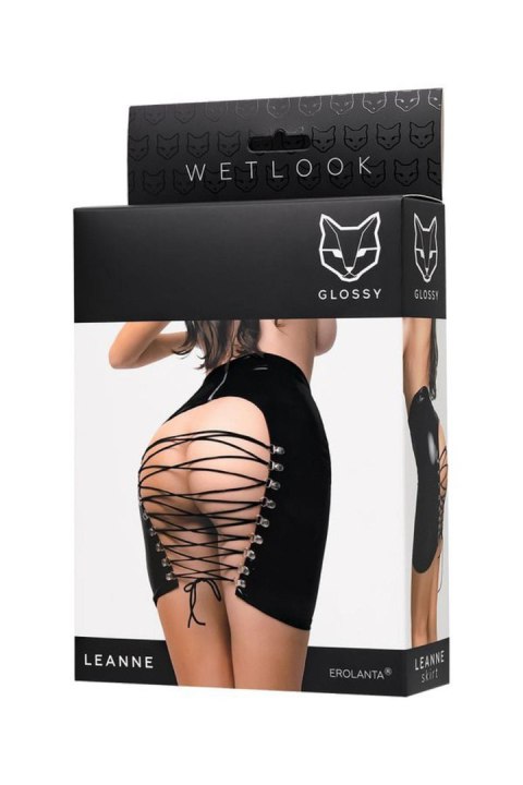 Wetlook skirt Leanne - black L Glossy