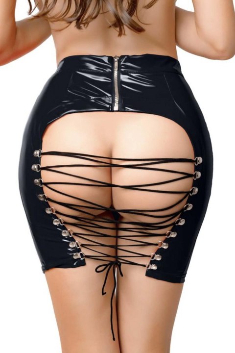 Wetlook skirt Leanne - black XL Glossy