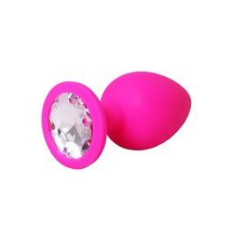 Pink large butt plug with white crystal Fantasy