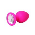 Pink small butt plug with white crystal Fantasy