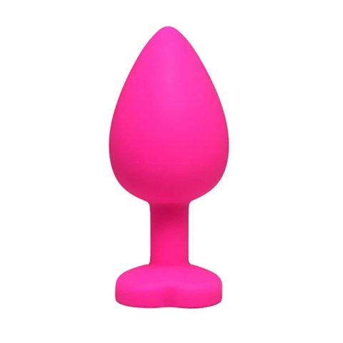 Pink small heart-shaped butt plug with white crystal Fantasy