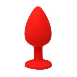 Red large butt plug with white crystal Fantasy
