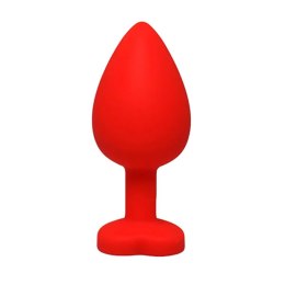 Red large heart-shaped butt plug with white crystal Fantasy