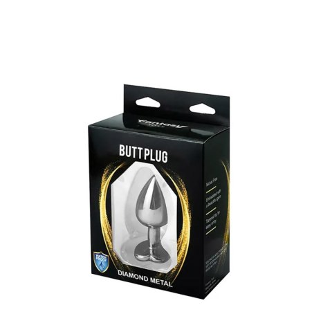 Silver medium heart-shaped butt plug with pink crystal Fantasy