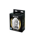 Silver medium heart-shaped butt plug with white crystal Fantasy