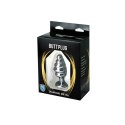 Silver medium ribbed butt plug with pink crystal Fantasy