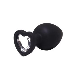 Silikonowy korek analny Fantasy czarny z sercem i diamentem 8 cm Fantasy