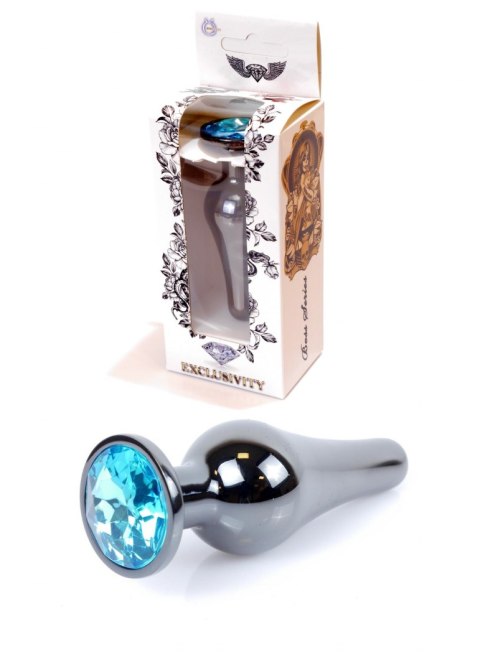 Długi stalowy korek plug analny z kryształem 2,7cm niebieski Boss Series HeavyFun