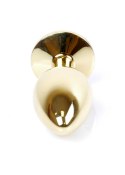 Stalowy korek analny plug złoty sex kryształ 7cm biały Boss Series HeavyFun