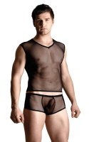 Net set - shirt and thong - black XL SoftLine Collection