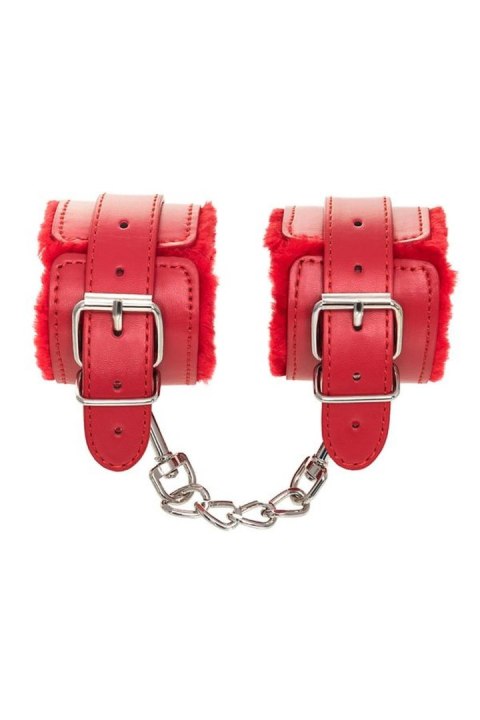 Anonymo handcuffs, PU leather, red, 27 cm Anonymo by TOYFA