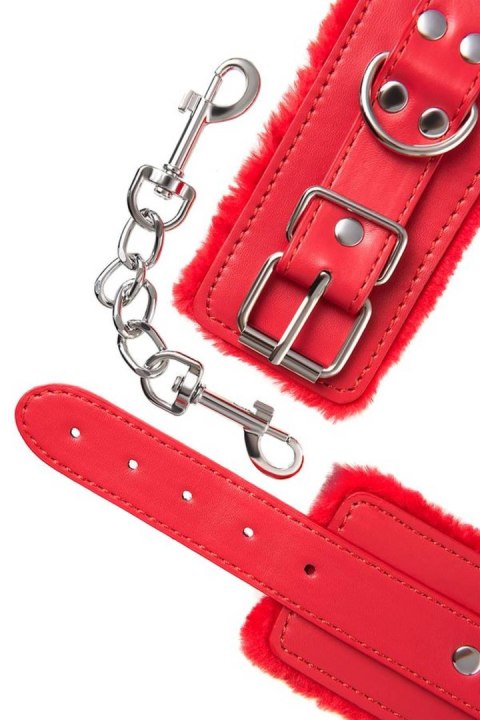 Anonymo handcuffs, PU leather, red, 27 cm Anonymo by TOYFA