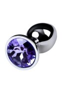 Silver anal plug with gem, blue Metal by TOYFA