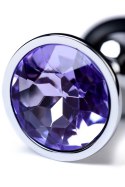 Silver anal plug with gem, blue Metal by TOYFA