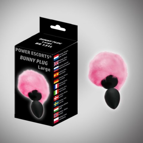 Bunny plug large black with pink tail 9,3 x 4,1 cm / 3,8 x 1.6 inch Power Escorts