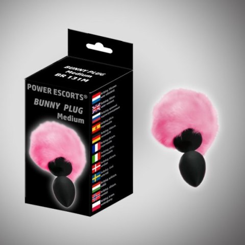 Bunny plug medium black with pink tail 8 x 3,5 cm / 3,1 x 1,36 inch Power Escorts