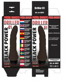 Driller 01 black 21,5 cm realistic vibrating Power Escorts