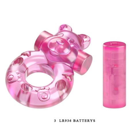 Vibrating Bear Cock Ring - Pink BAILE