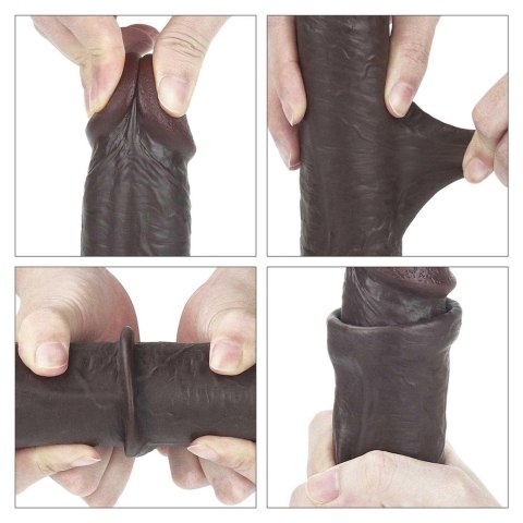 Dildo realistyczne Lovetoy z przesuwaną skórą czarne 23 cm Lovetoy