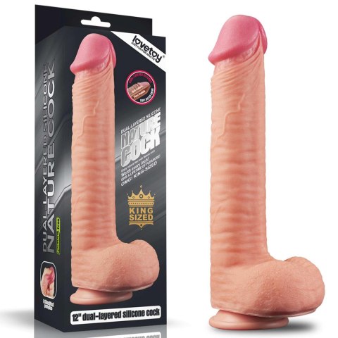 Dildo dwuwarstwowe Lovetoy platynowy silikon 30.5 cm Lovetoy