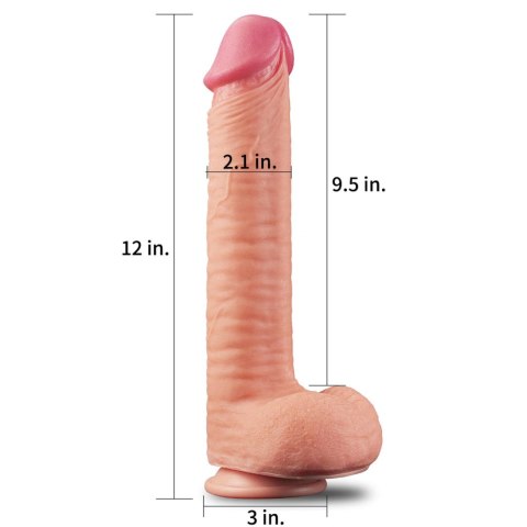 Dildo dwuwarstwowe Lovetoy platynowy silikon 30.5 cm Lovetoy