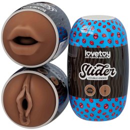 Masturbator dwustronny Lovetoy usta i pochwa brązowy z wibracjami Lovetoy