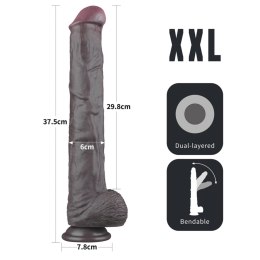 Dildo realistyczne dwuwarstwowe Lovetoy wibrujące czarne 37 cm Lovetoy