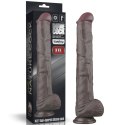 Dildo realistyczne dwuwarstwowe Lovetoy wibrujące czarne 37 cm Lovetoy