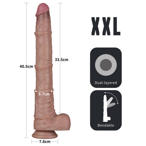 Dildo realistyczne dwuwarstwowe Lovetoy wibrujące giętkie 40 cm Lovetoy