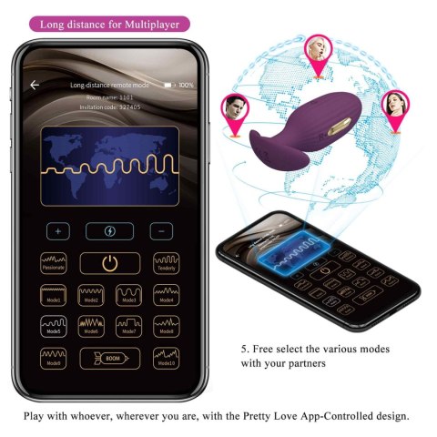 PRETTY LOVE - Jefferson, 12 vibration functions 3 electric shock functions Mobile APP Long-distance Control Pretty Love