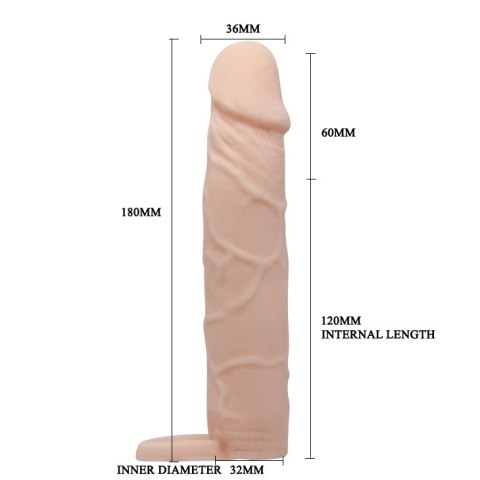 Realistyczna nakładka na penisa jądra przedłużająca 18cm Pretty Love Realistyczna nakładka na penisa jądra przedłużająca 18cm Pretty Love