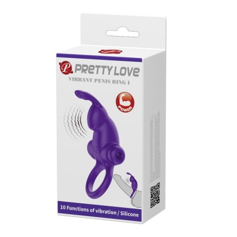 Wibrujący pierścień ring na penisa do łechtaczki fioletowy Pretty Love Wibrujący pierścień ring na penisa do łechtaczki fioletowy Pretty Love