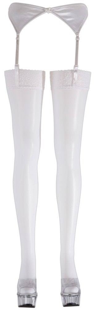 Pończochy białe do paska 3 /M Cottelli LEGWEAR Pończochy białe do paska 3 /M Cottelli LEGWEAR