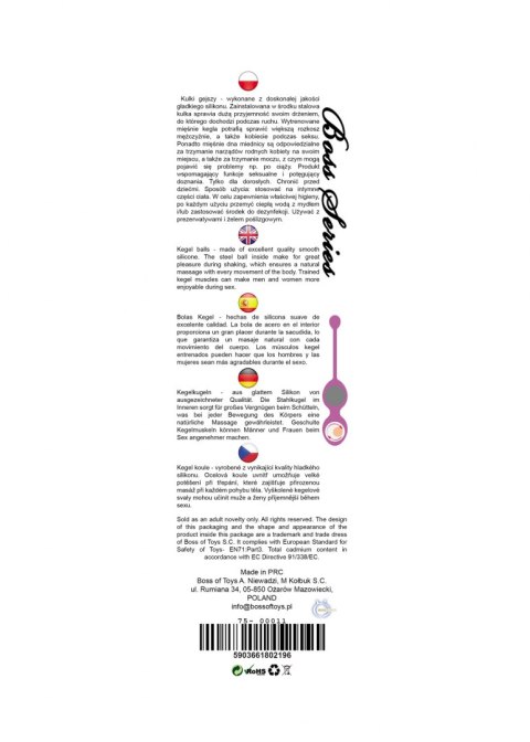 Podwójne kulki wibrujące gejszy ćwiczenie kegla różowe 36mm 165g Boss Series Femme Podwójne kulki wibrujące gejszy ćwiczenie kegla różowe 36mm 165g Boss Series Femme