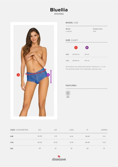 Bielizna-Bluellia szorty niebieskie S/M Obsessive Bielizna-Bluellia szorty niebieskie S/M Obsessive